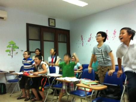 Children playing English games at a language centre in Vietnam